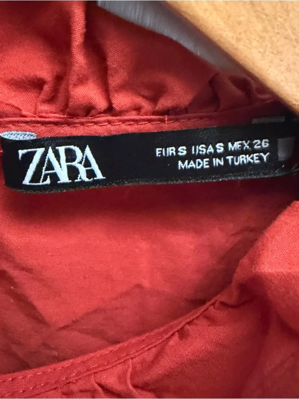 NWT Zara Rust Ruffle-Detail Smocked Crop Top Size S - Picture 8 of 9